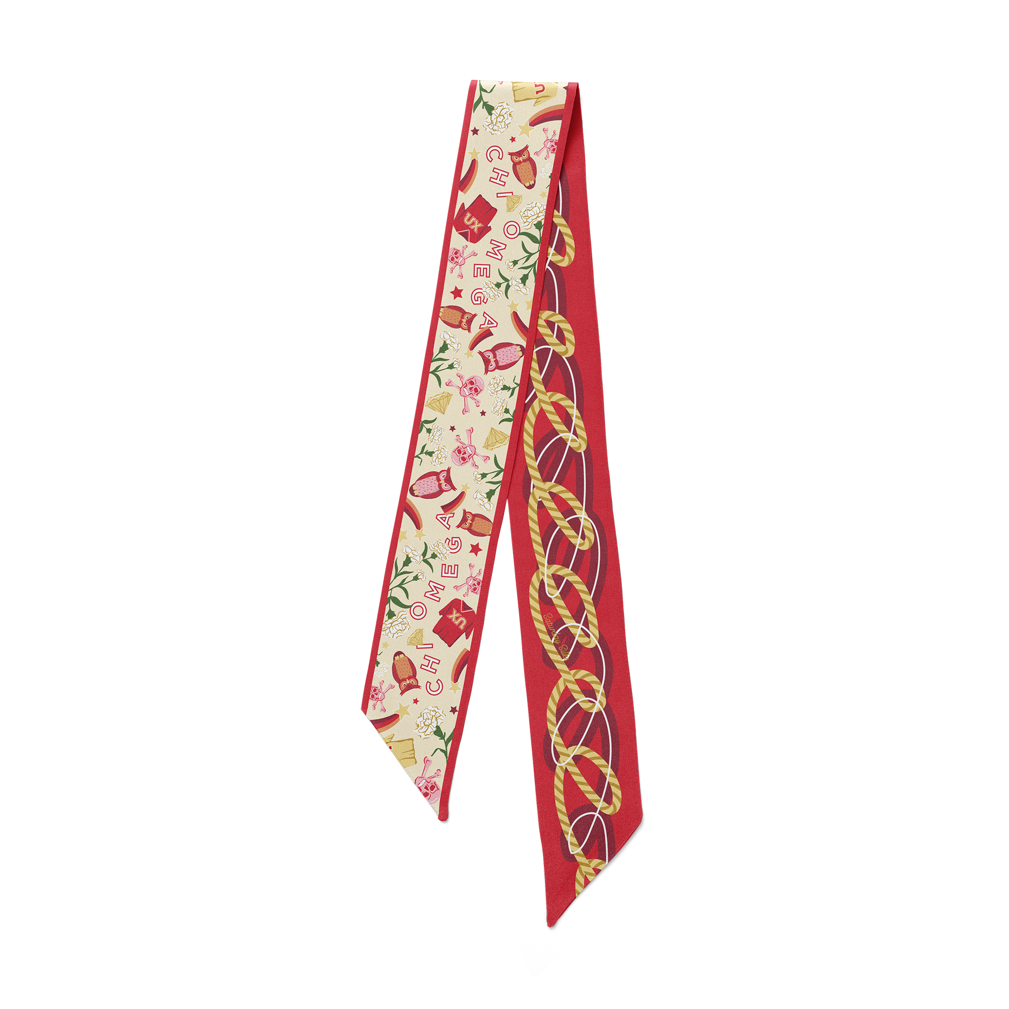 Saturday Silks Chi Omega Skinny Scarf