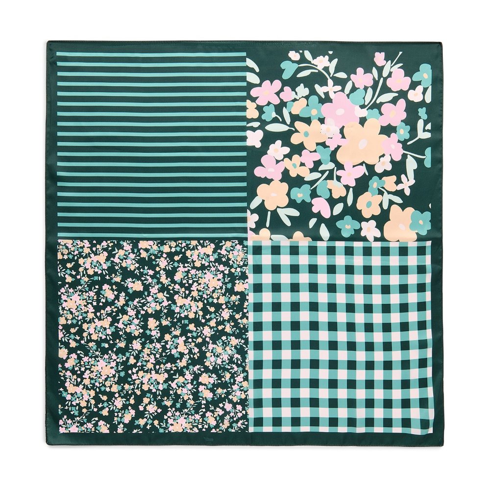 Floral Square Scarf - Green