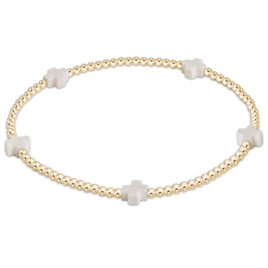 Signature Cross Small Gold Pattern 2mm Bead Bracelet - Off-White-Jewelry-E Newton-Little Red Bird Gifts