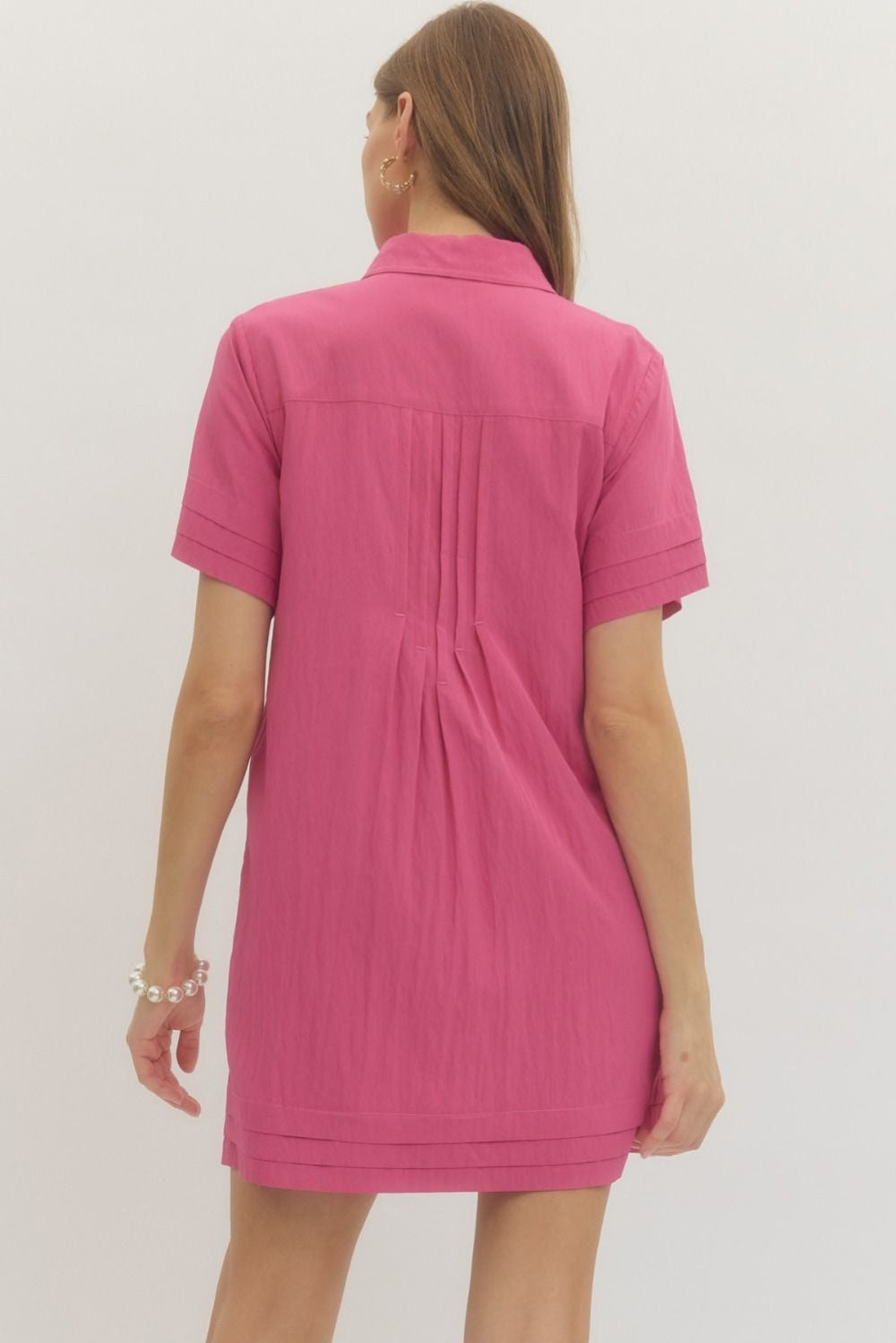 Solid Short Sleeve Mini Shirt Dress