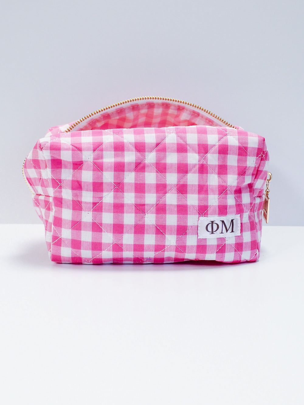 Sorority Gingham Quilted Makeup Bag