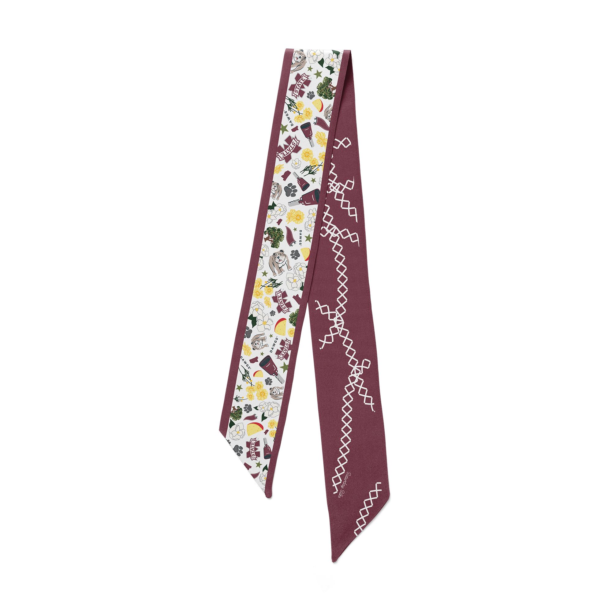 Saturday Silks Mississippi State Bulldogs Twilly Scarf