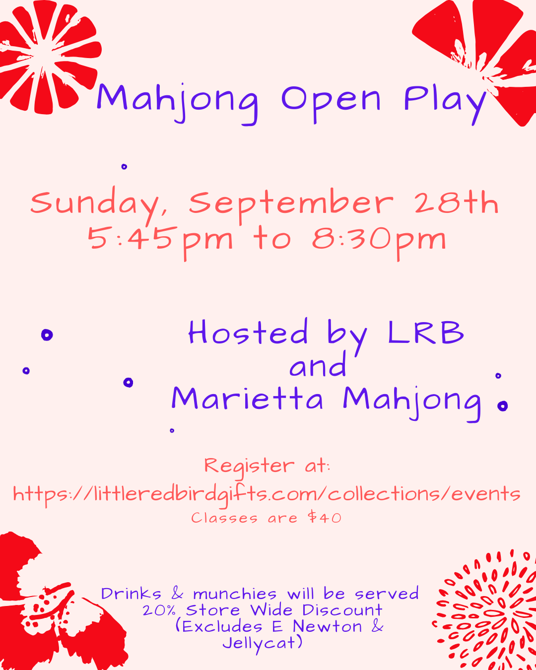 Mahjong Open Play - Sunday September 28th