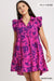 Umgee Floral Print Collared Tiered Dress