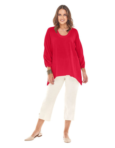 Oh My Gauze Arty Ruched Crimson Sleeve Blouse