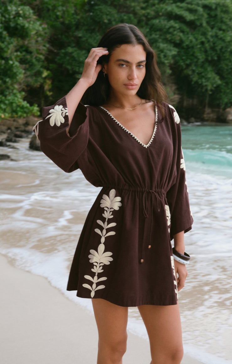 Z Supply Whispering Palms Cover Up - Chocolate Cherry