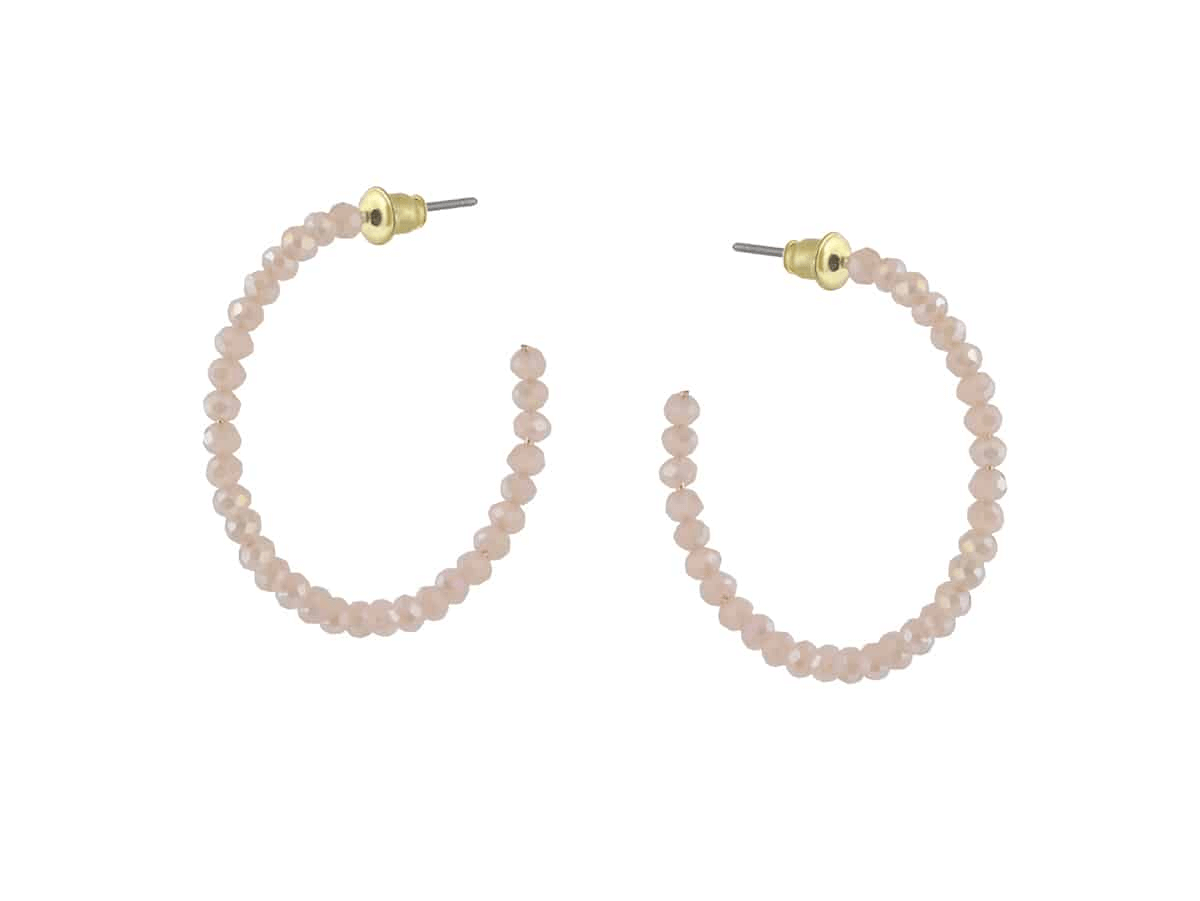 Circe Beaded Hoop Earrings - Peach