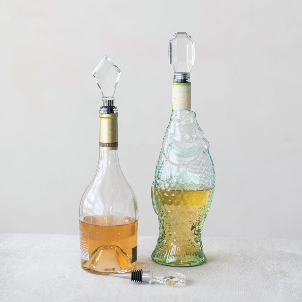Crystal Bottle Stopper with Zinc Alloy Base, 3 Styles