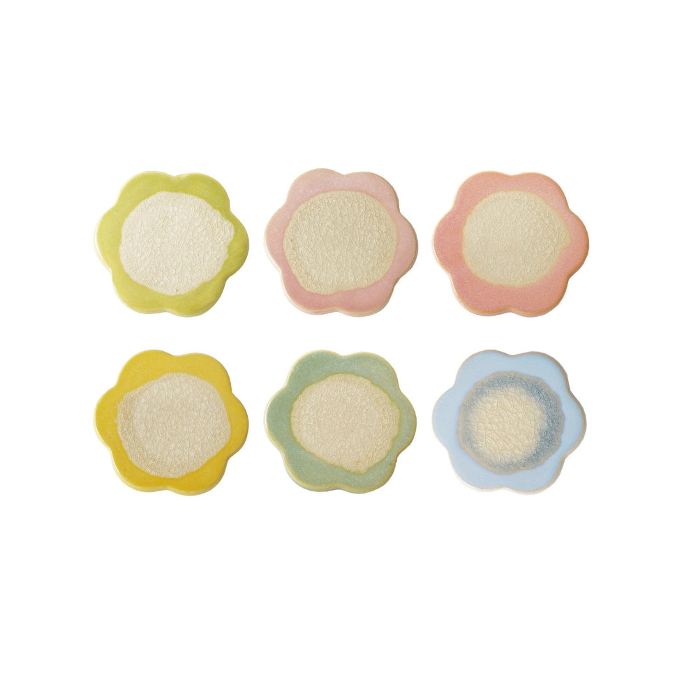 Stoneware Flower Shaped Trivet, Reactive Crackle Glaze 6 Colors