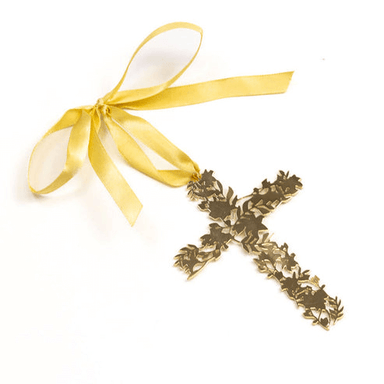 Peace Lily Cross Ornament Gold