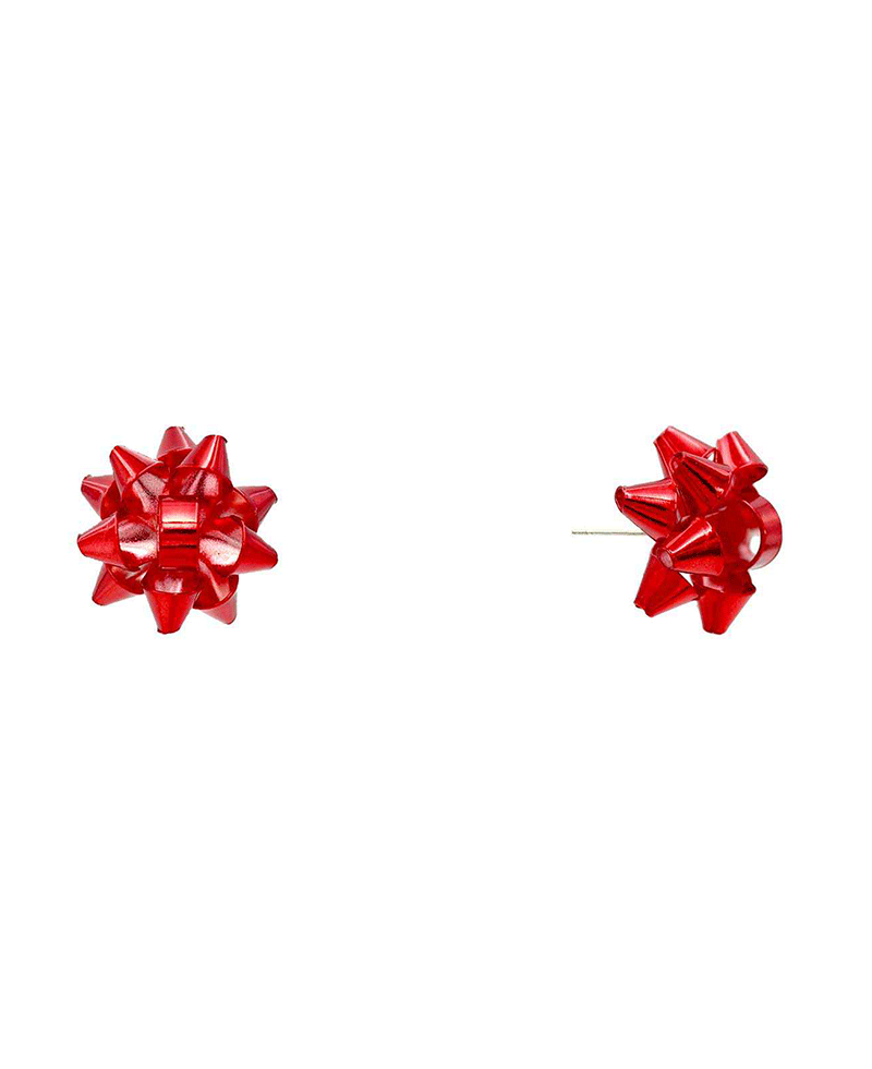 Star Bow Stud Earring Red