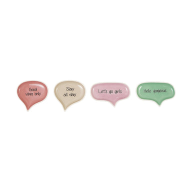 Stoneware Speech Balloon Shaped Dish with Words, 4 Styles
