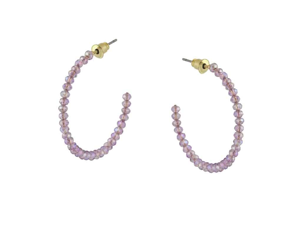 Circe Beaded Hoop Earrings - Lilac