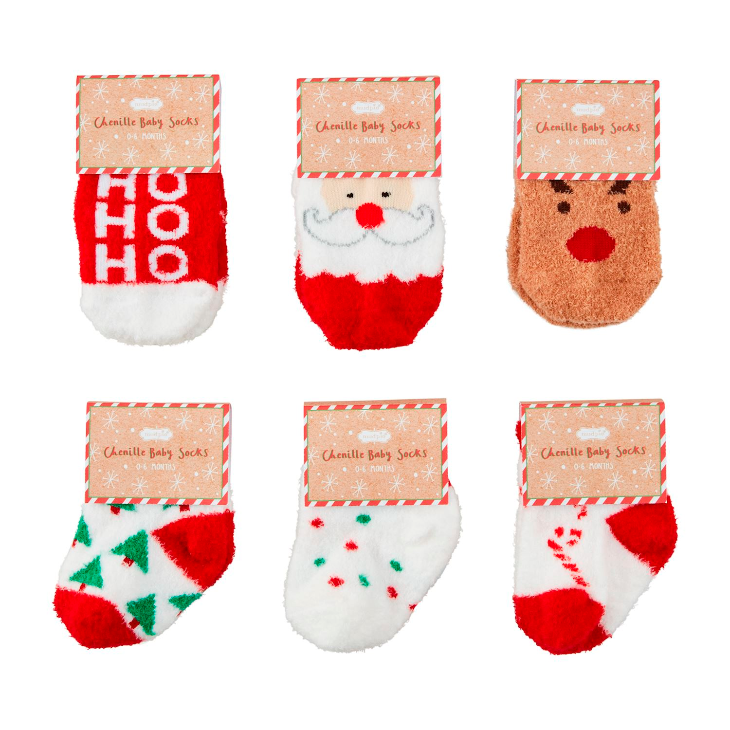 Mudpie Candy Cane Christmas Chenille Socks