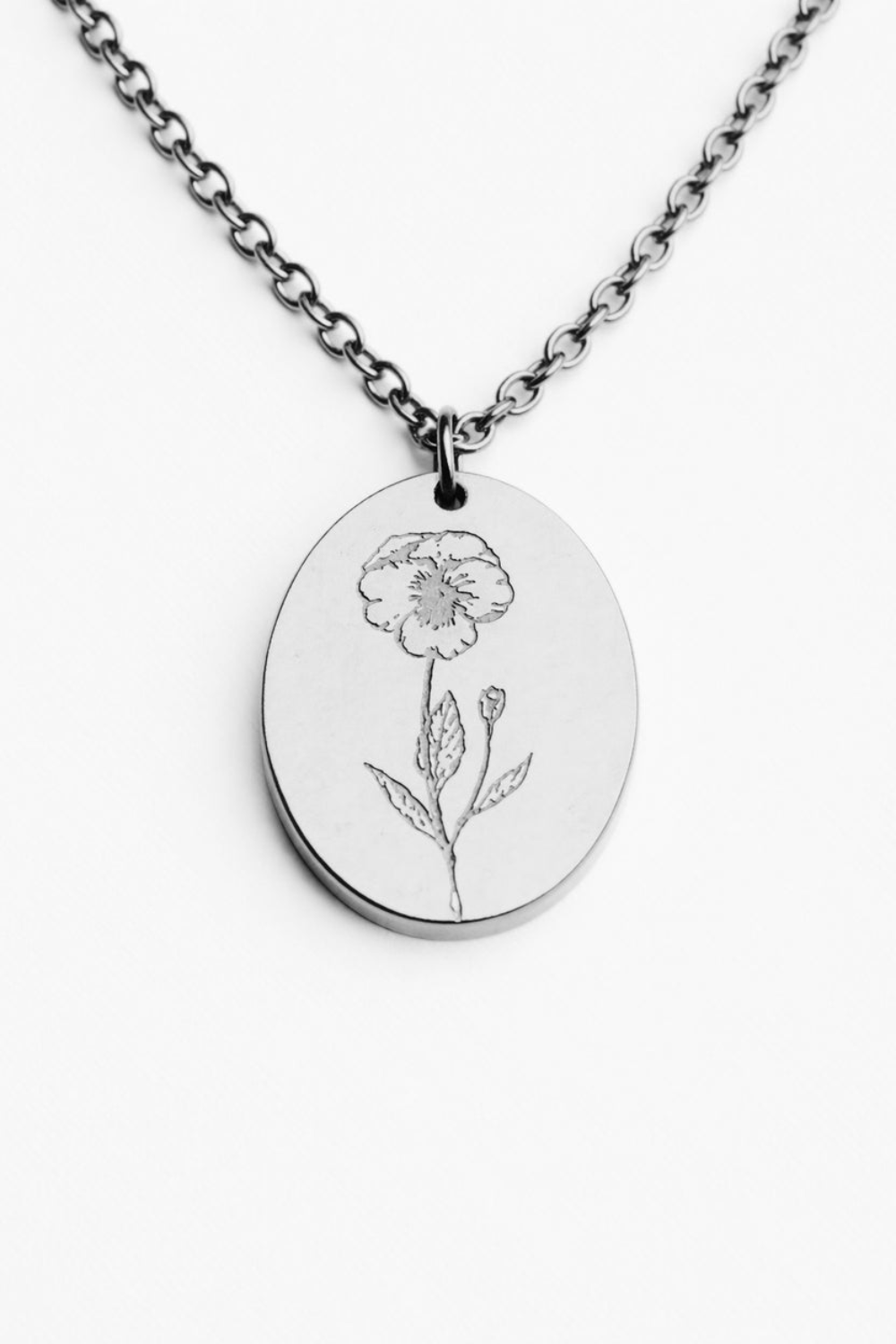 Silver Birth Flower Necklace - February Violet