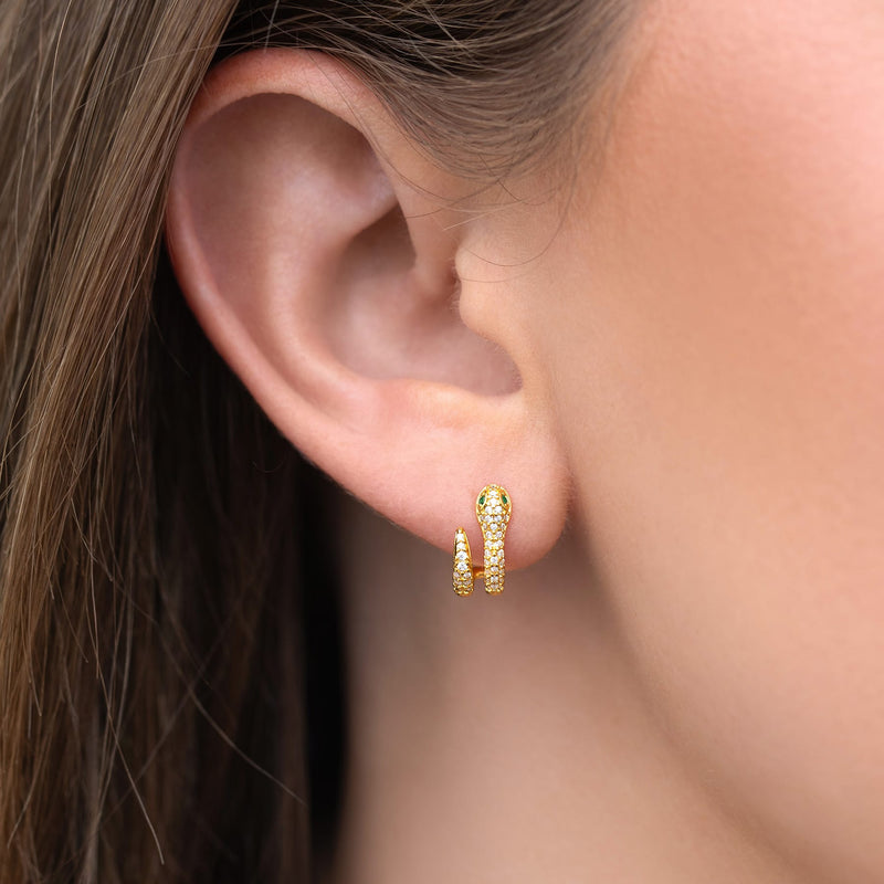 Snake Pavé Hoops - Gold