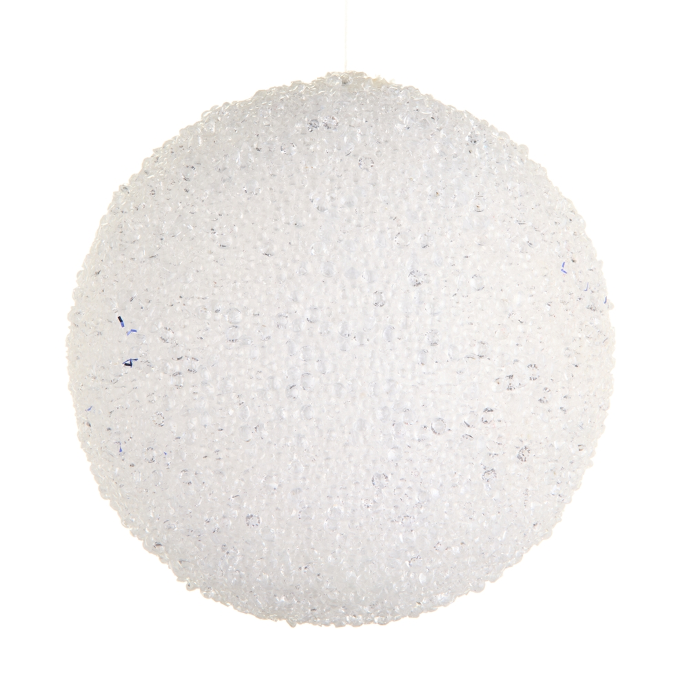 8" Iced White Ball Ornament
