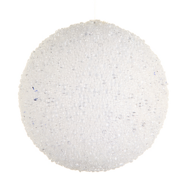 8" Iced White Ball Ornament