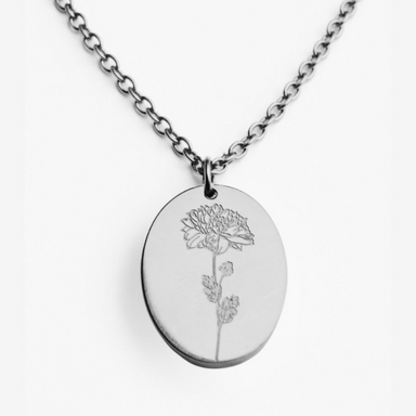 Silver Birth Flower Necklace - November Chrysanthemum
