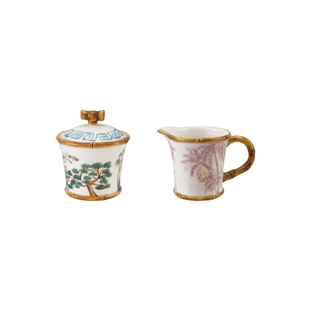Hand-Painted Stoneware Sugar Pot Set of 2