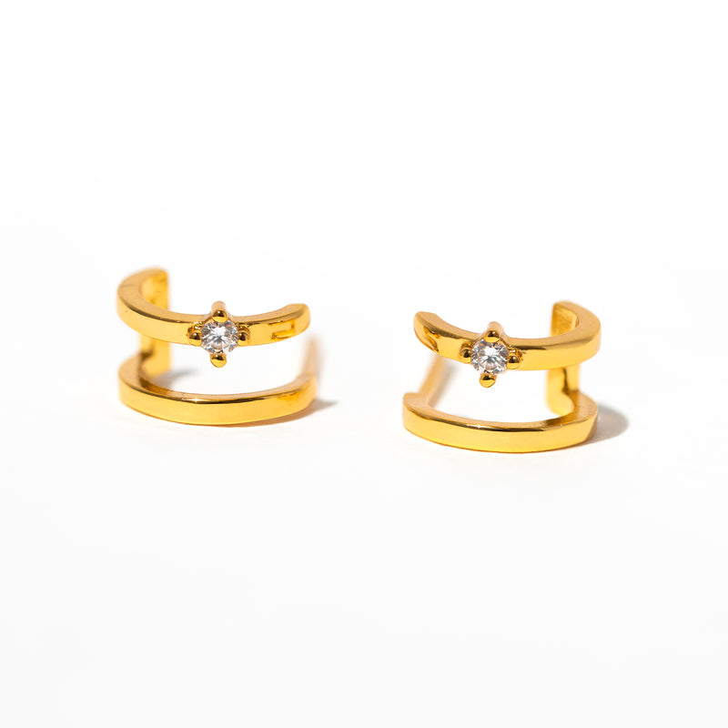 Golden Horizon Double Hoops - Gold Earrings