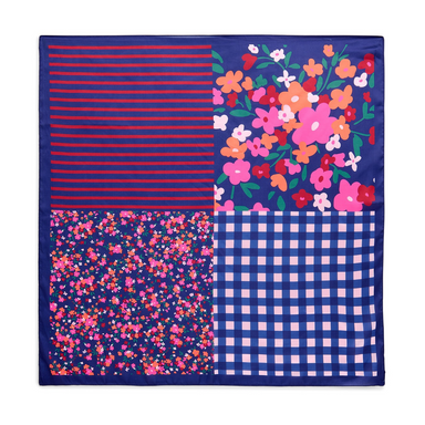 Floral Square Scarf - Navy