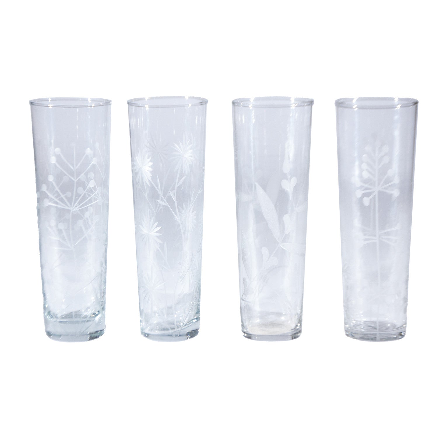 Style 4 Hand-Blown Drinking Glass with Etched Botanical