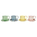 14 oz. Hand-Painted Mug with Ruffled Saucer, Set of 2, 4 Colors