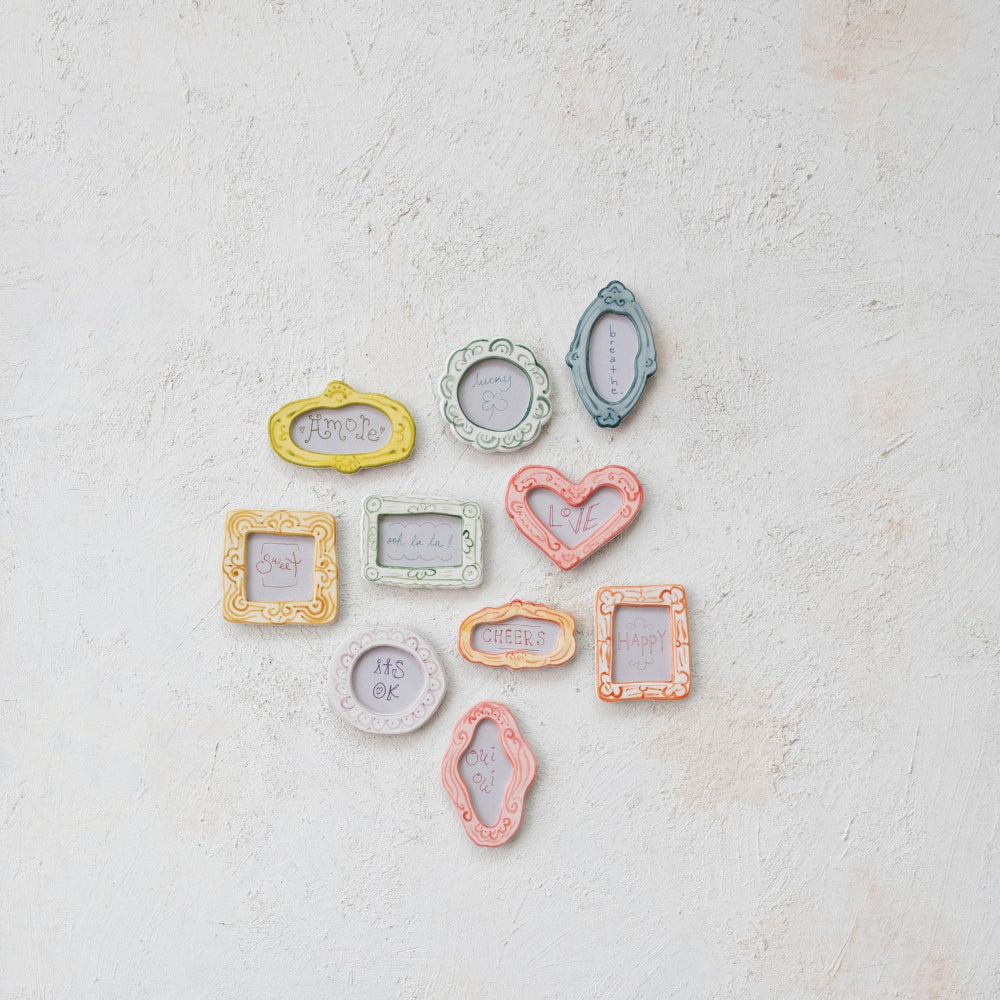 Hand-Painted Stoneware Mini Photo Frame Magnet 10 Styles