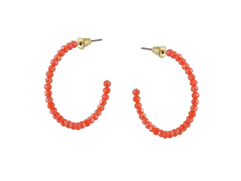 Elsa Beaded Hoop Earrings - Orange