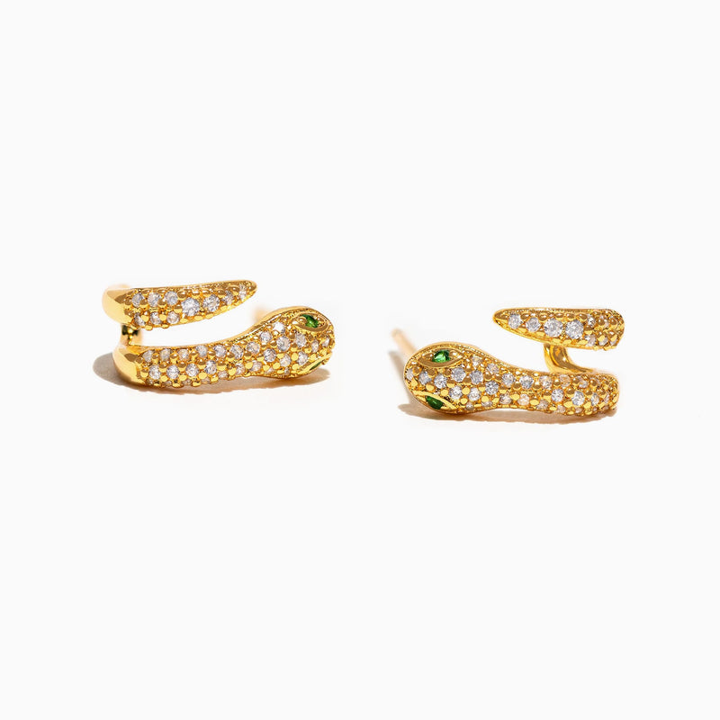 Snake Pavé Hoops - Gold