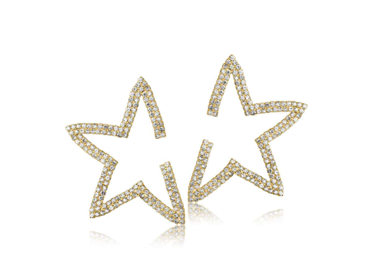 Big Metal London Sylvie Diamante Star Earrings - Gold