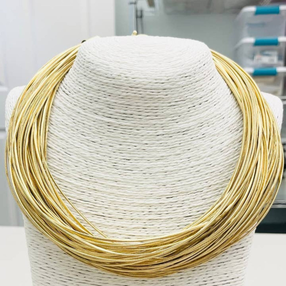 Gold Leatherette Strand Necklace