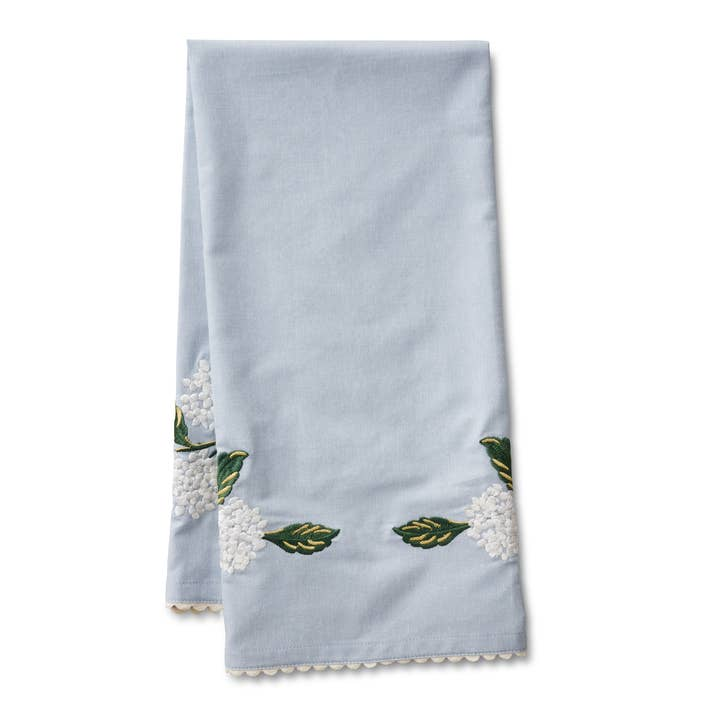 Rifle Paper Co Hydrangea Embroidered Tea Towel