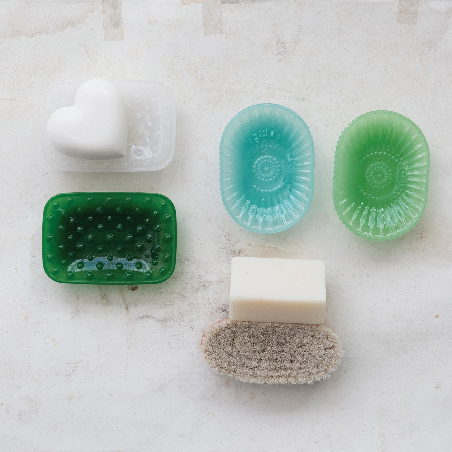 White Embossed Milk Glass Footed Soap Dish