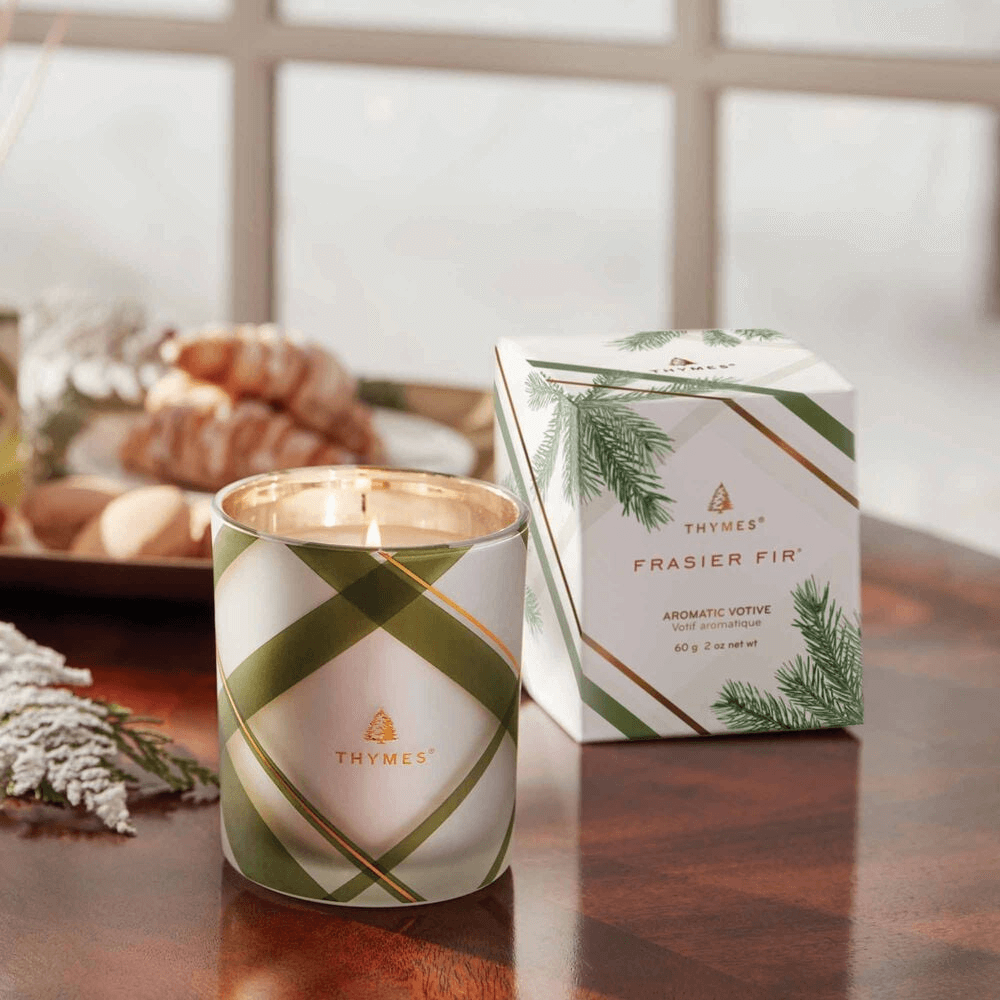 Frasier Fir Votive Frosted Plaid Candle