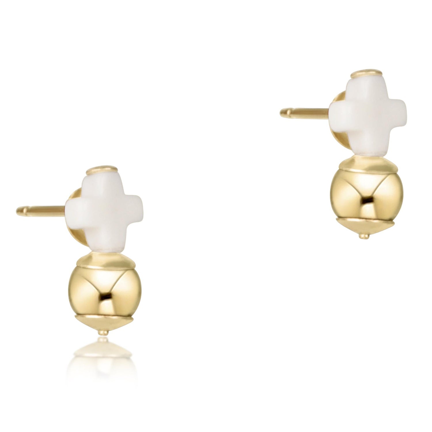 ENewton Signature Cross Small Off-White Stud Earring