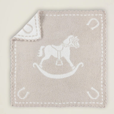 Barefoot Dreams Cozychic Scalloped Rocking Horse Receiving Blanket in Stone