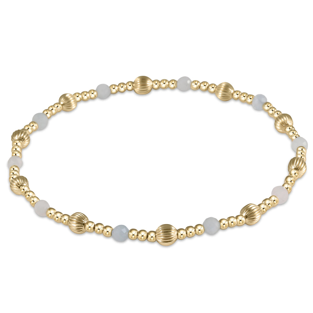 Aquamarine Gold Dignity Sincerity 4mm Bead Bracelet