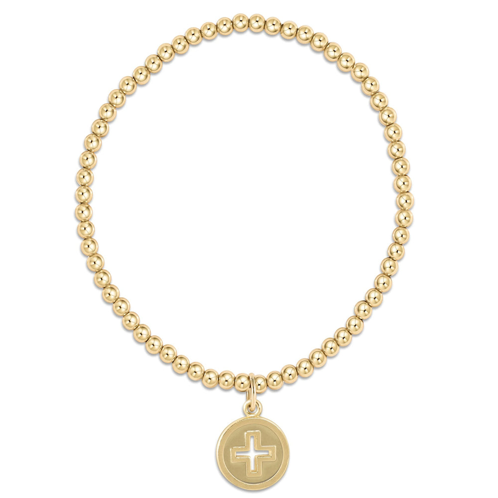 Bracelet Gold 3mm with Gold Cross Disc
