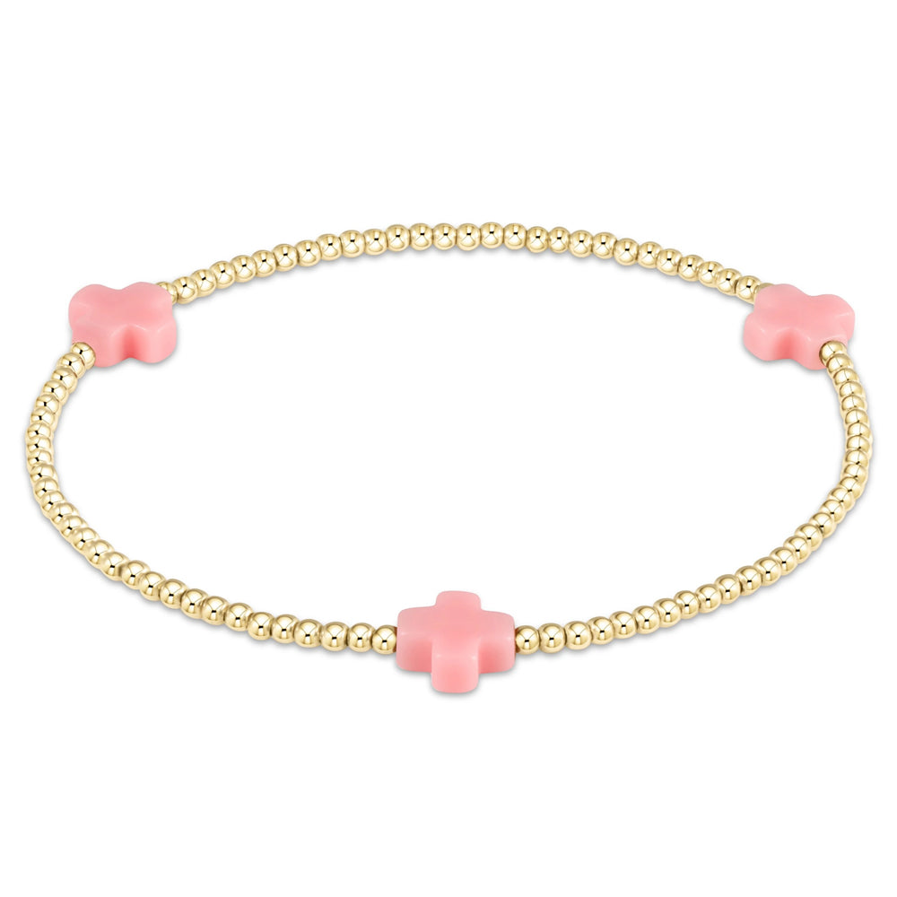 ENewton 3mm Pink Cross Gold Signature Bracelet