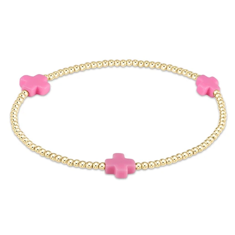 ENewton 3mm Bright Pink Gold Signature Cross Bracelet