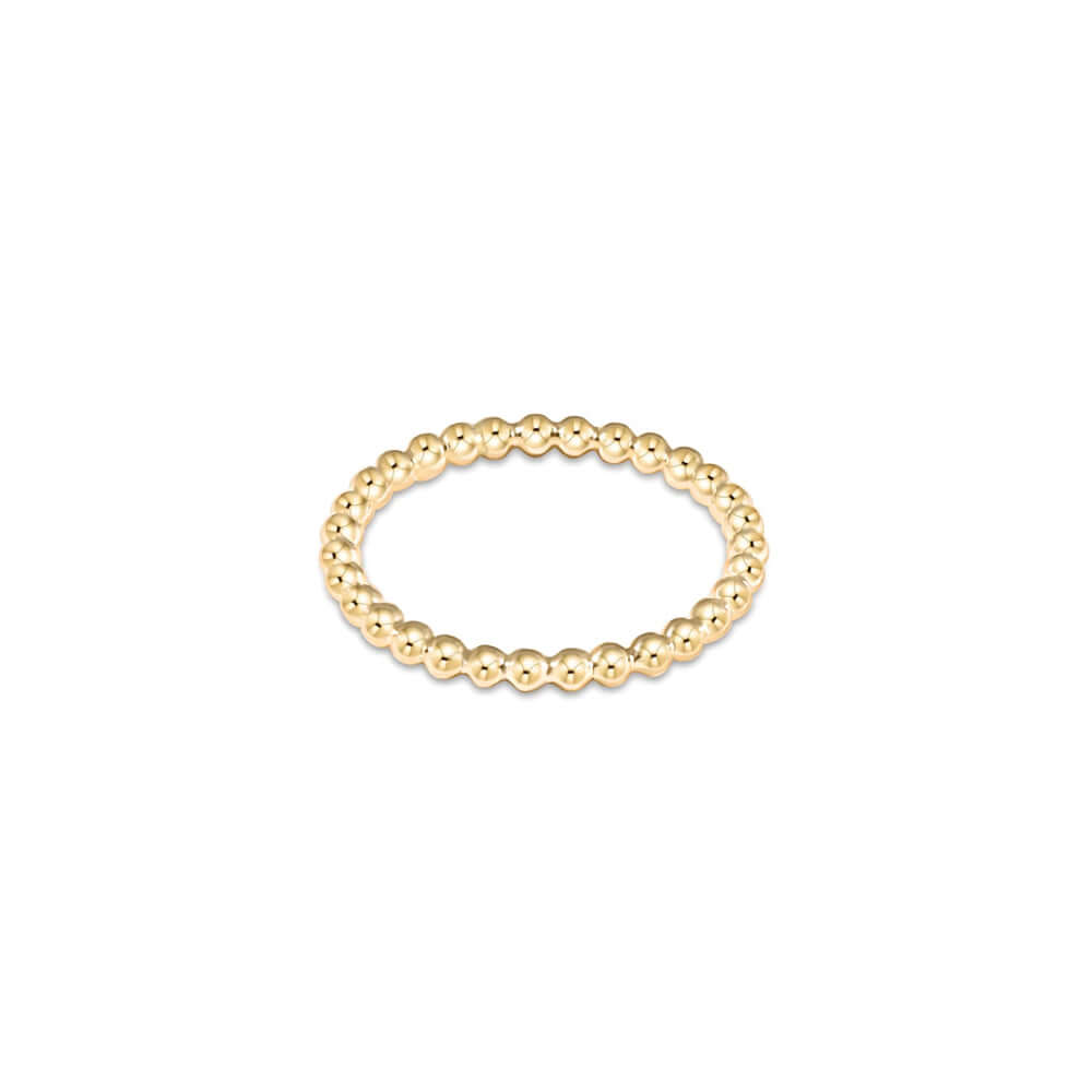 A 2mm wide gold-filled beaded ring, displayed against a white background.