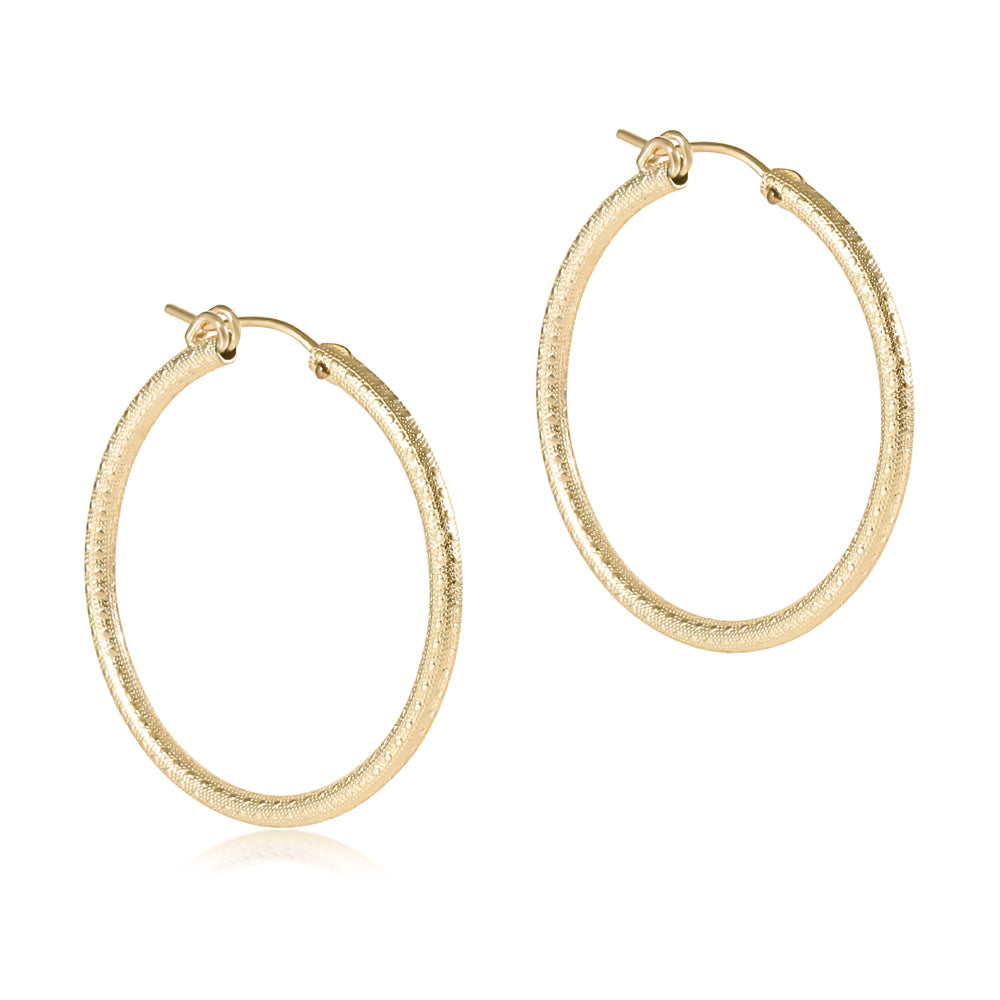 Round Gold 1.25 Hoop Textured by E Newton