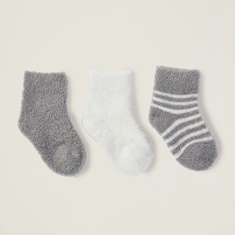 Barefoot Dreams Cozychic Infant Socks 3-Pack Pewter-Pearl — Little Red Bird  Gifts