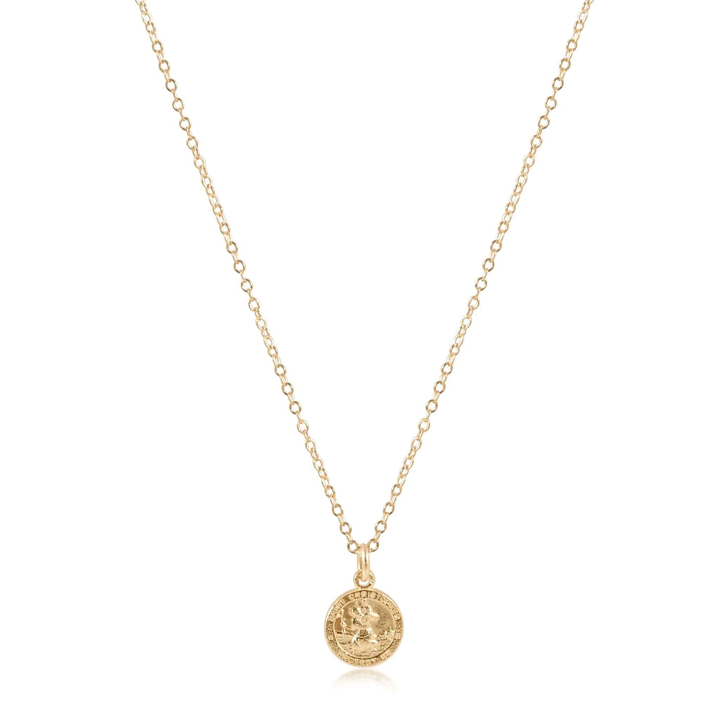 16" Necklace Gold Protection Small Gold Disc