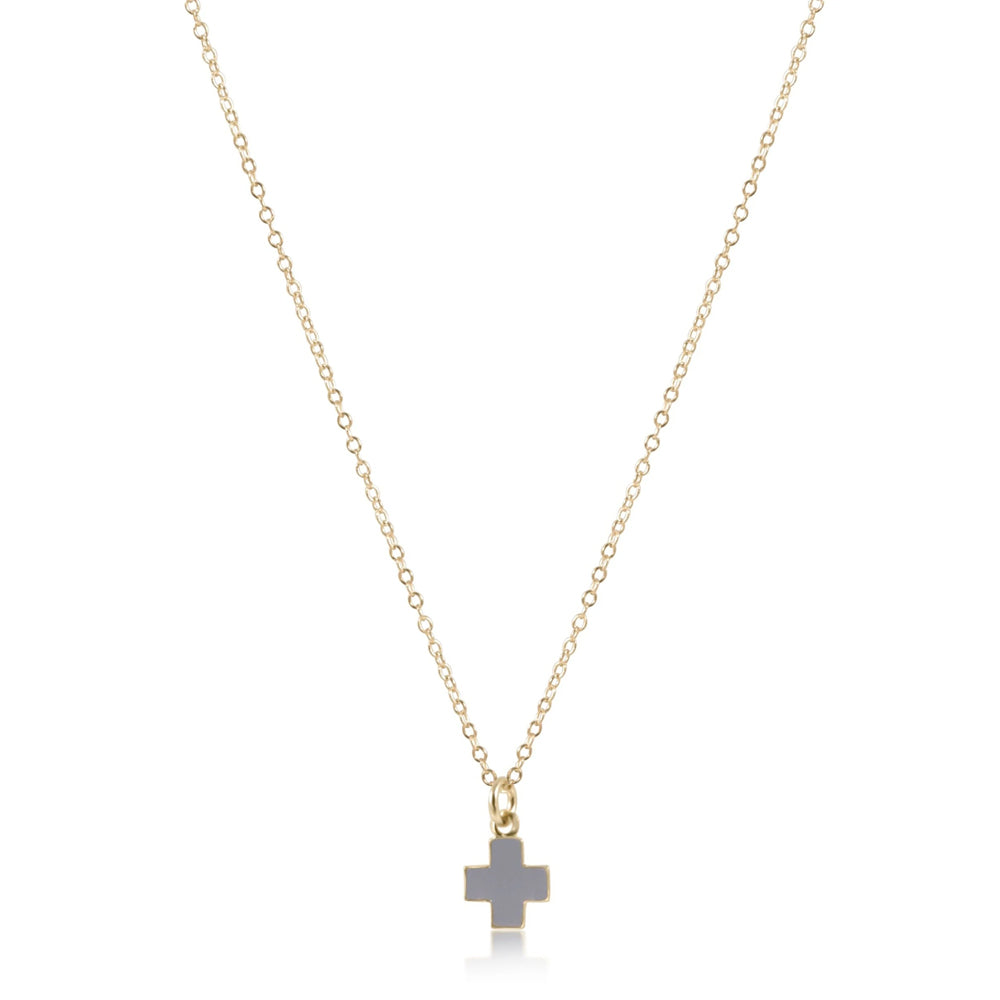Signature Gold Cross Grey 16" Necklace