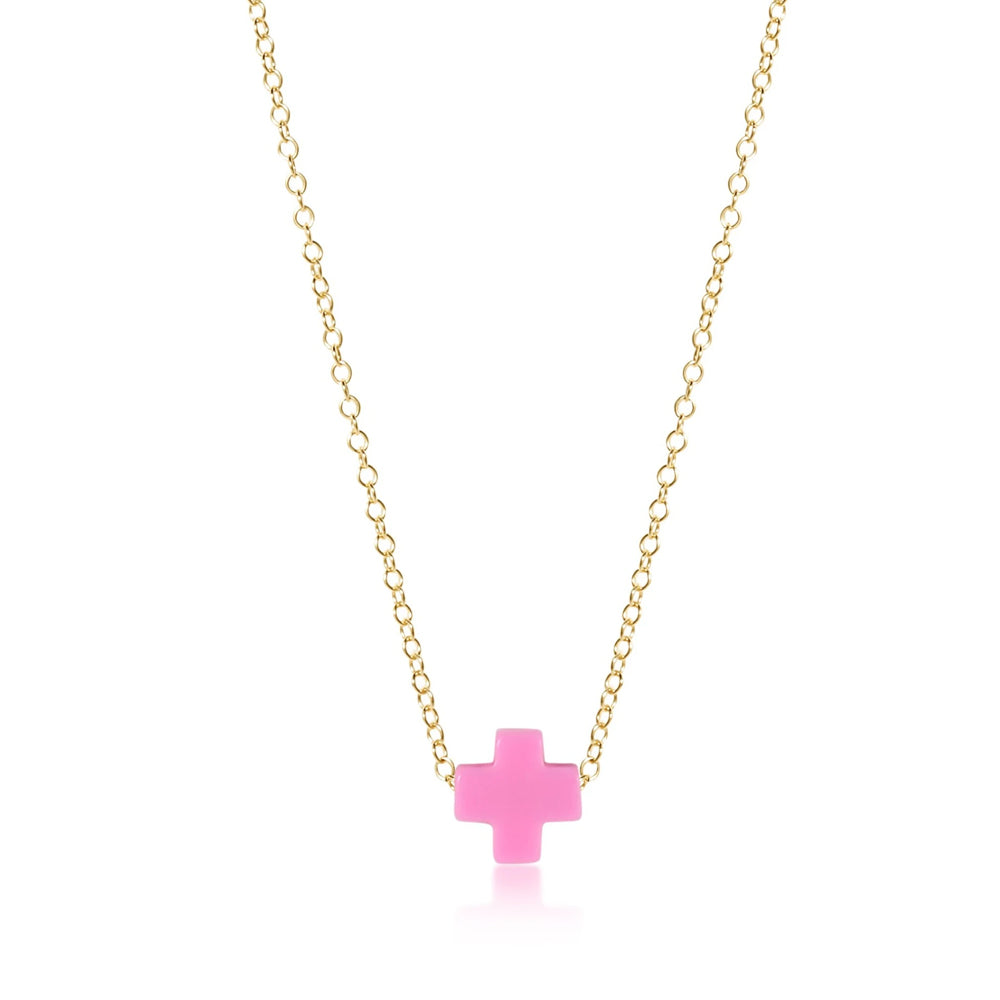 ENewton 16" Bright Pink Gold Signature Cross Necklace