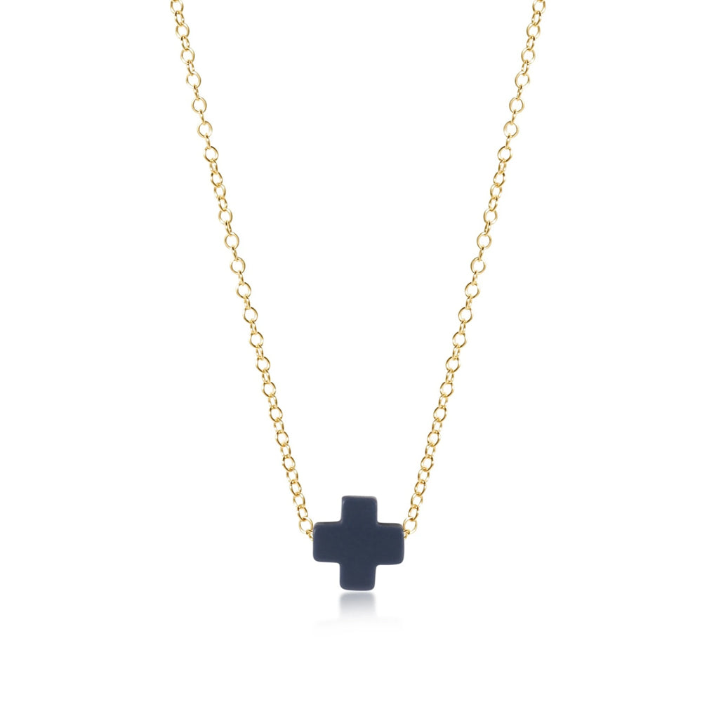 Signature Cross Navy 16'' Necklace